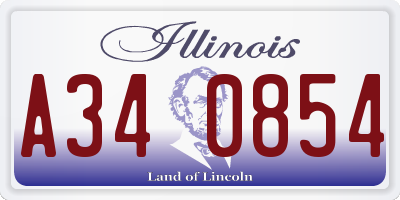IL license plate A340854
