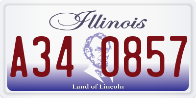 IL license plate A340857