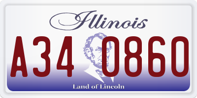 IL license plate A340860