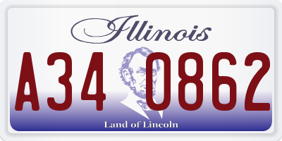 IL license plate A340862