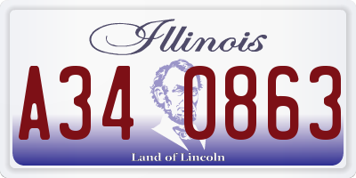 IL license plate A340863