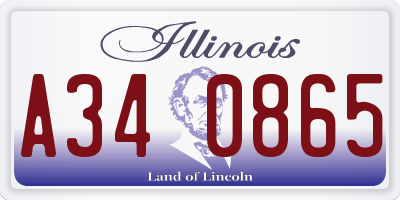 IL license plate A340865