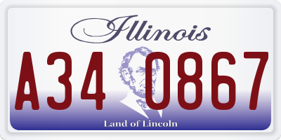 IL license plate A340867