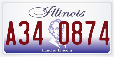 IL license plate A340874