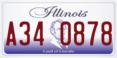 IL license plate A340878
