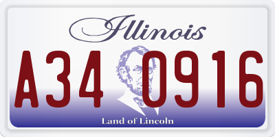 IL license plate A340916