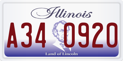 IL license plate A340920