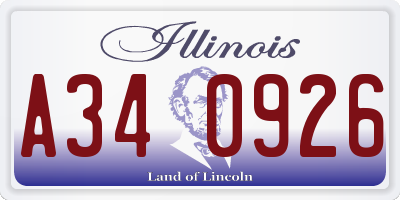 IL license plate A340926