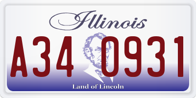 IL license plate A340931