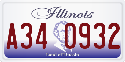 IL license plate A340932