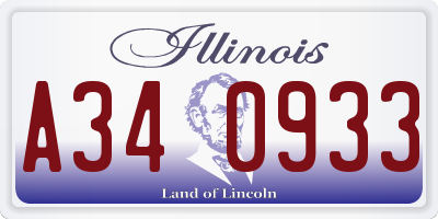 IL license plate A340933