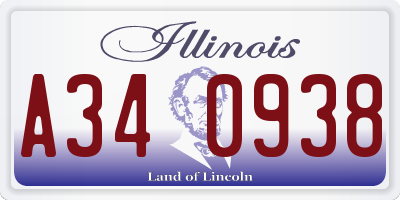 IL license plate A340938