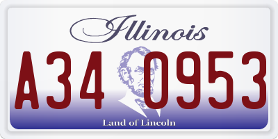 IL license plate A340953