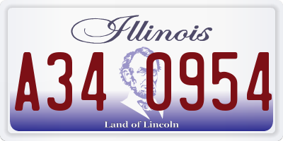 IL license plate A340954