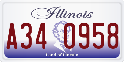 IL license plate A340958