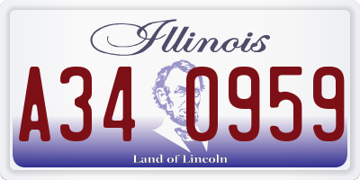 IL license plate A340959