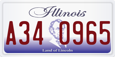 IL license plate A340965
