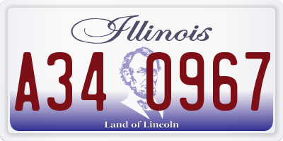 IL license plate A340967
