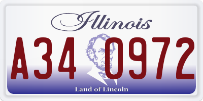 IL license plate A340972