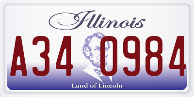 IL license plate A340984