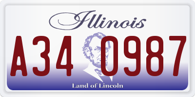 IL license plate A340987