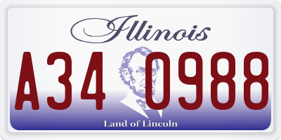 IL license plate A340988
