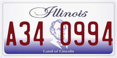IL license plate A340994