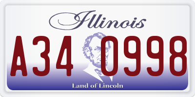 IL license plate A340998