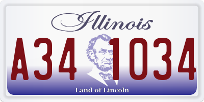 IL license plate A341034