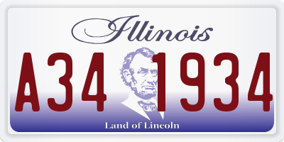 IL license plate A341934