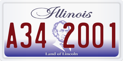 IL license plate A342001