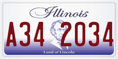 IL license plate A342034