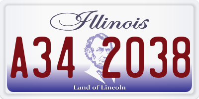 IL license plate A342038