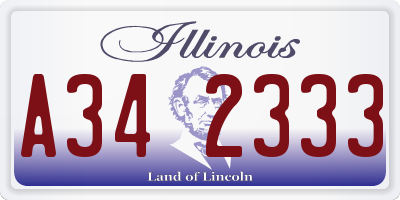 IL license plate A342333