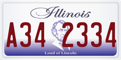 IL license plate A342334