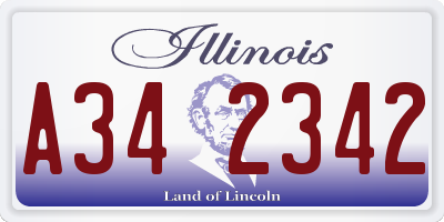 IL license plate A342342