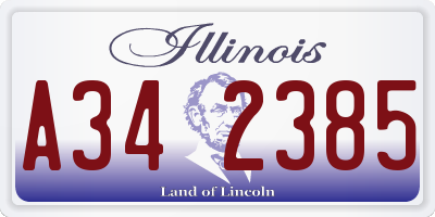 IL license plate A342385
