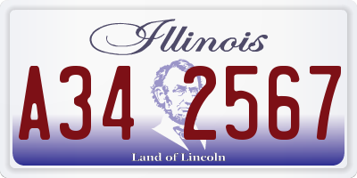 IL license plate A342567
