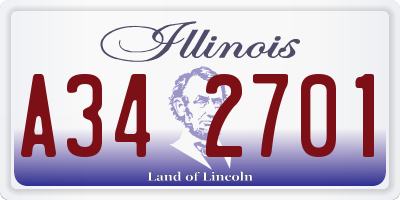 IL license plate A342701