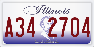 IL license plate A342704