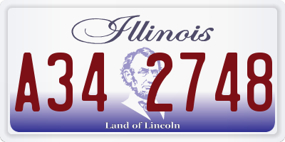 IL license plate A342748