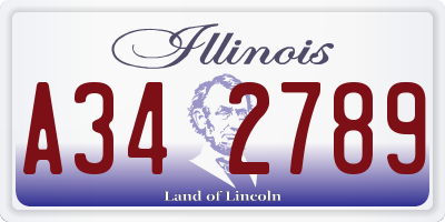 IL license plate A342789