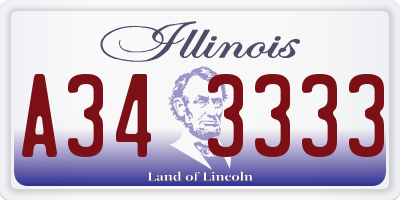 IL license plate A343333