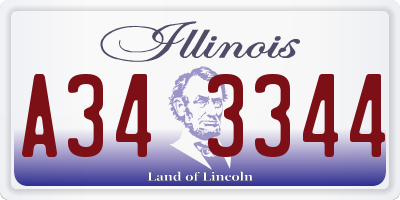 IL license plate A343344