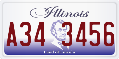 IL license plate A343456