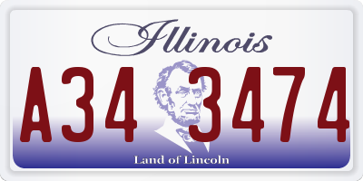 IL license plate A343474