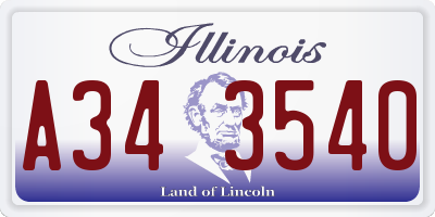 IL license plate A343540