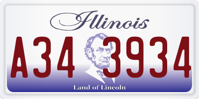 IL license plate A343934
