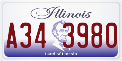 IL license plate A343980