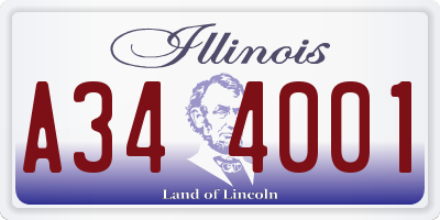 IL license plate A344001